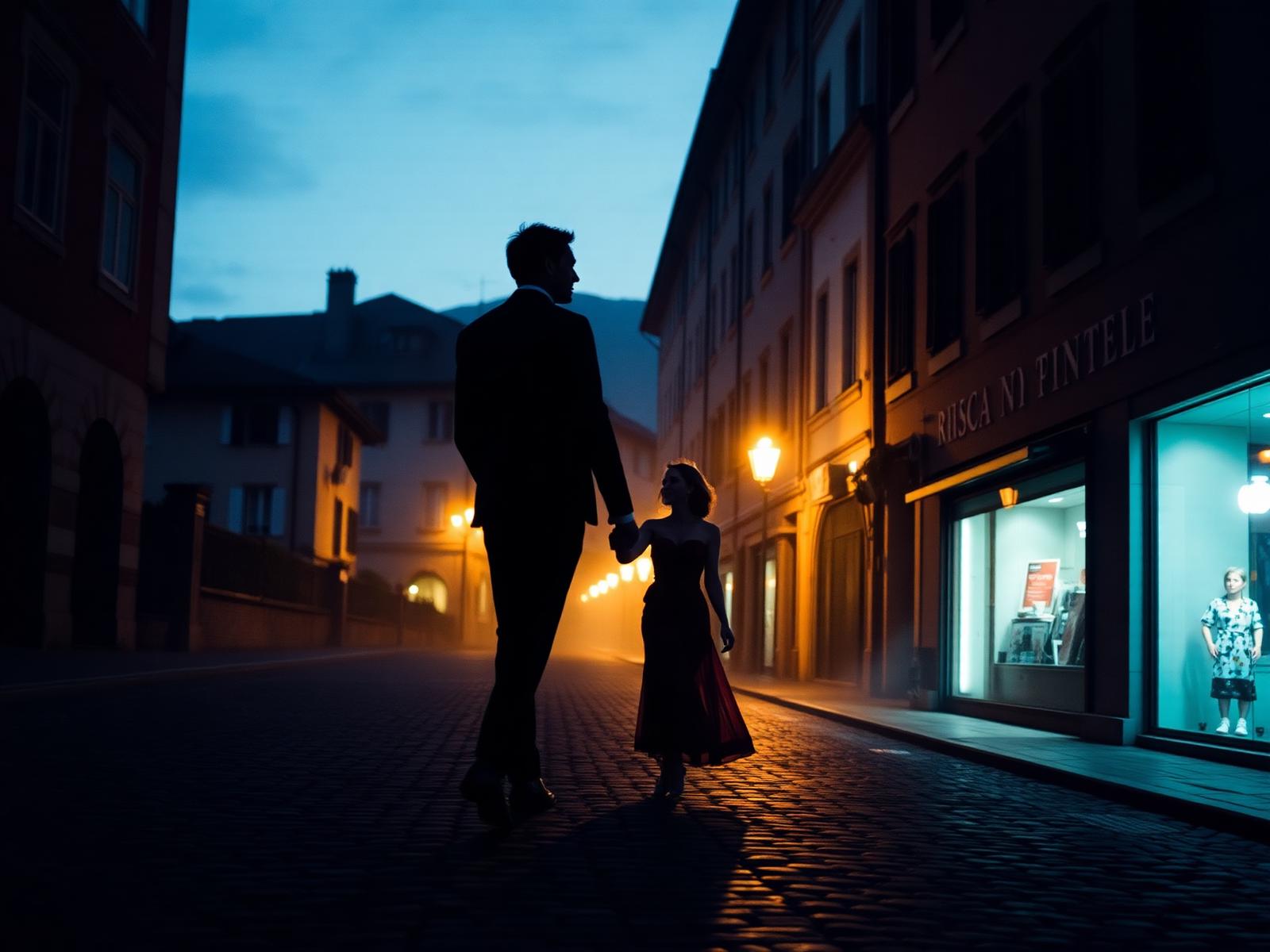 Coppia in passeggiata serale a Trento